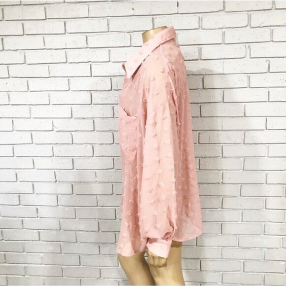 Asos Women’s Textured Pink Button Down Top - Size 14 - Picture 6 of 9